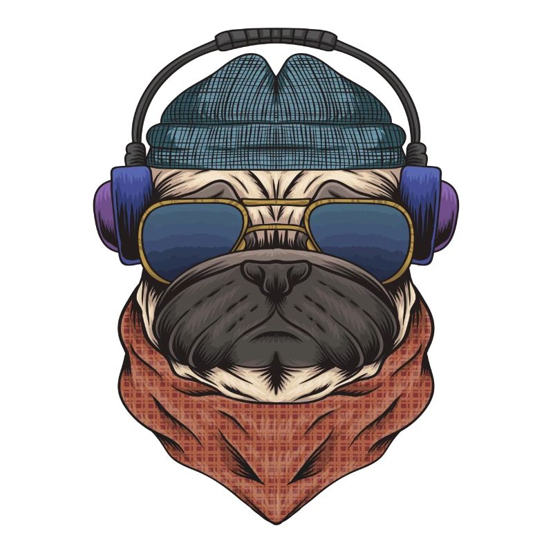 Cooler Mops DJ mit Kopfhörergeschenk für DJs oder Mops