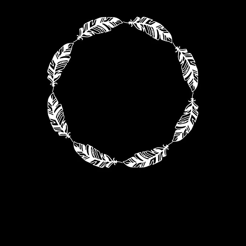 Outline Circle Frame Feather Feather Design