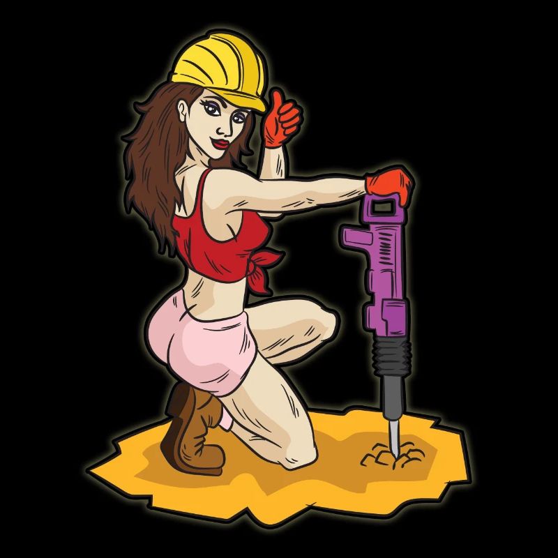Sexy construction worker with jackhammer erotic construction