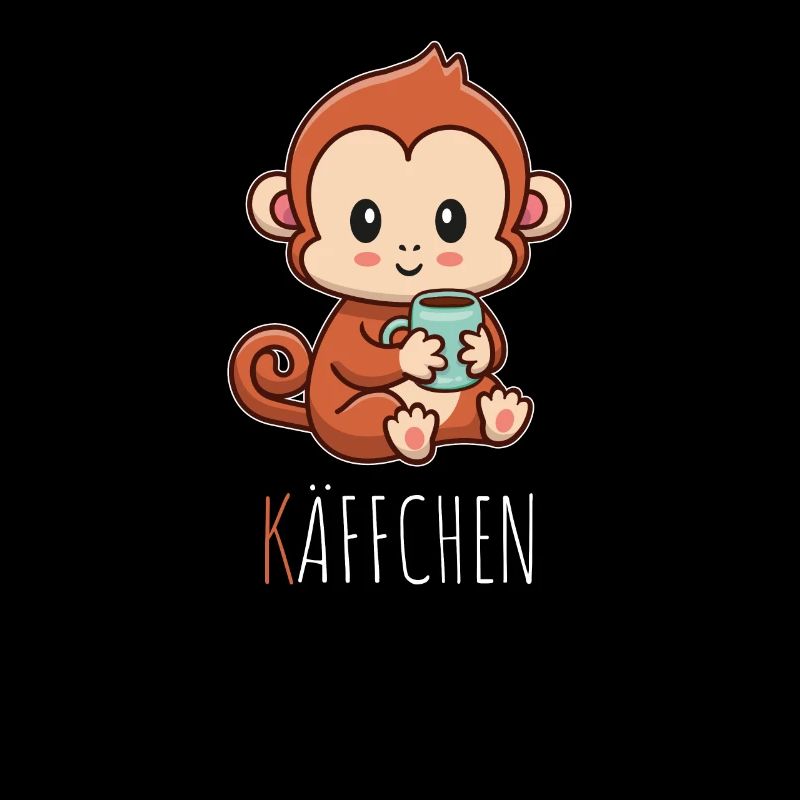 Käffchen Äffchen mit Tasse Kaffee Kaffeetrinker
