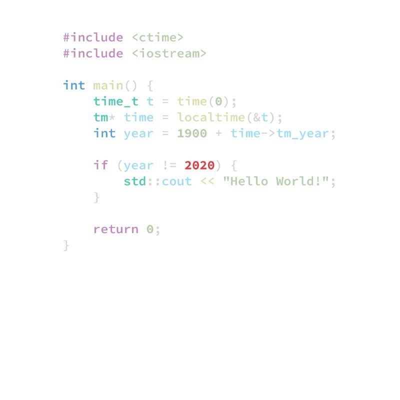 Hello World 2020 en langage de programmation C ++, code