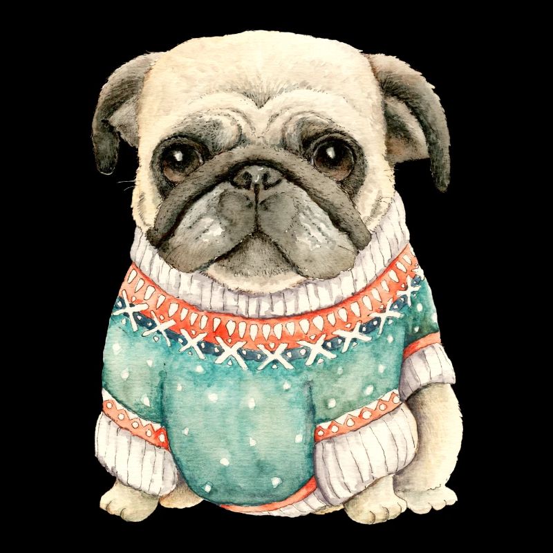 Netter Mops-Welpe im Winterpullover-Geschenk für Mopsliebe