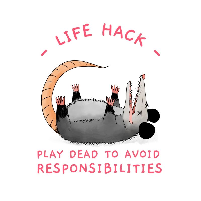 Play Dead To Avoid Responsibilities, Funny Opossum