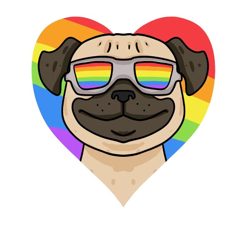 Mops Regenbogen Herz