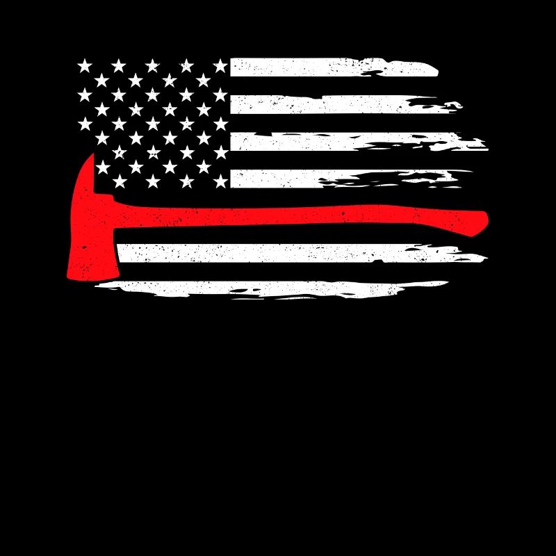 Thin Red Line American Flag Axe Support Firefighte