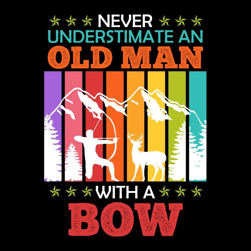 Alter Mann mit Bogen Langbogen Bogenschütze