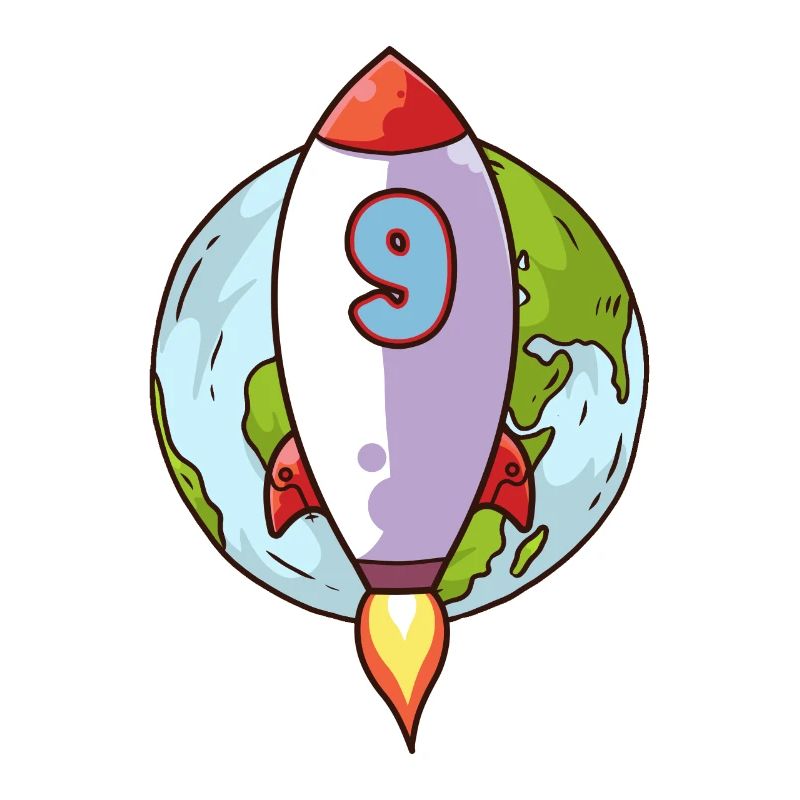 9th Birthday Rocket Space 9 Years Space Galaxy