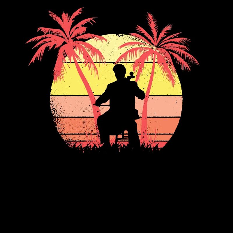 Cello Playing Summer Sunset 80s Palm