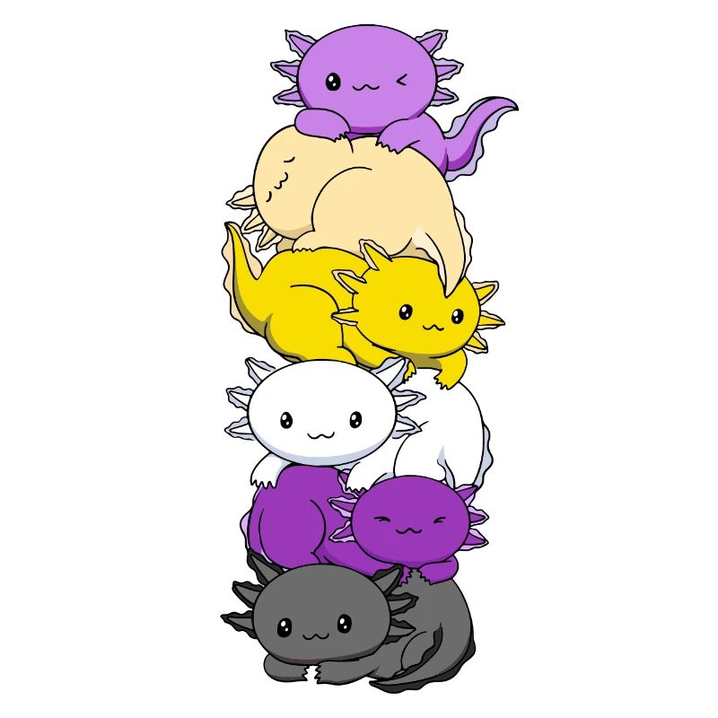 Drapeau non binaire LGBTQ Kawaii Axolotl Stack