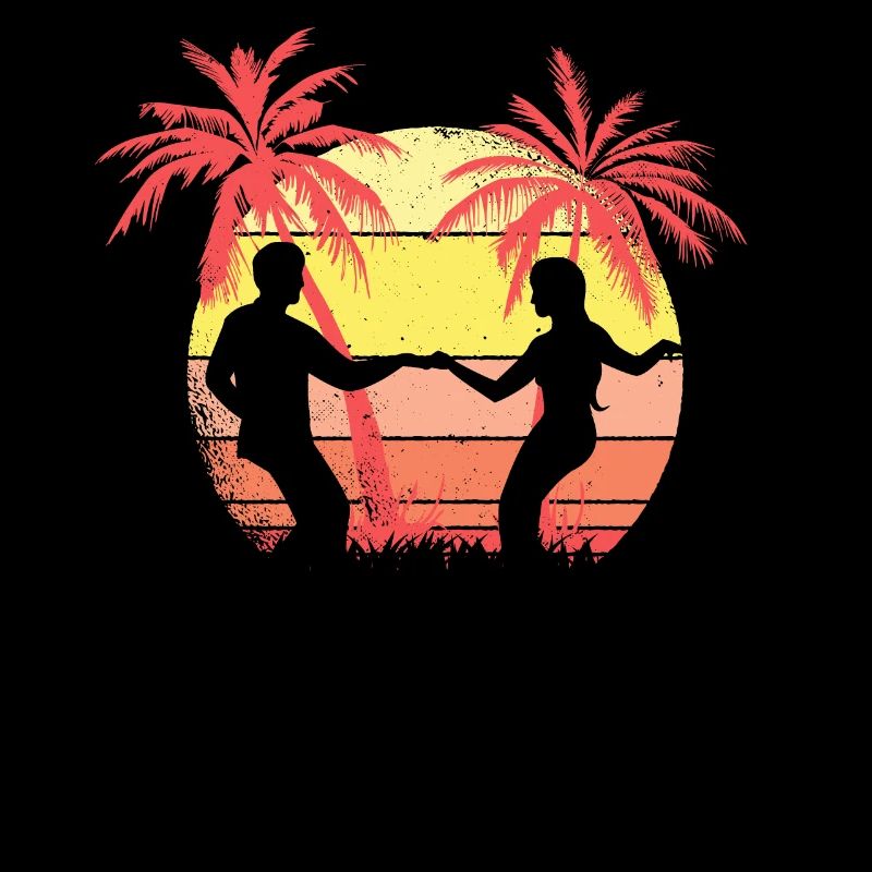 Dancing Couple Summer Sunset 80s Palm