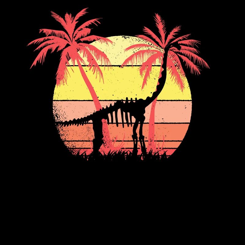Dinosaur Brachiosaurus Skeleton Summer Sunset 80S