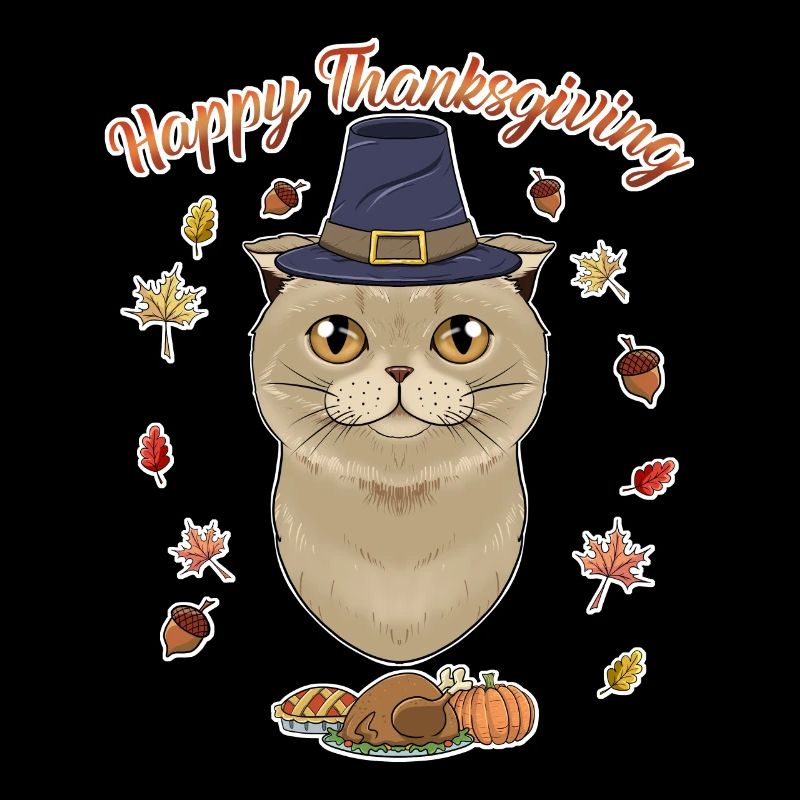 Scottish Fold Cat Lover I Joyeux Thanksgiving