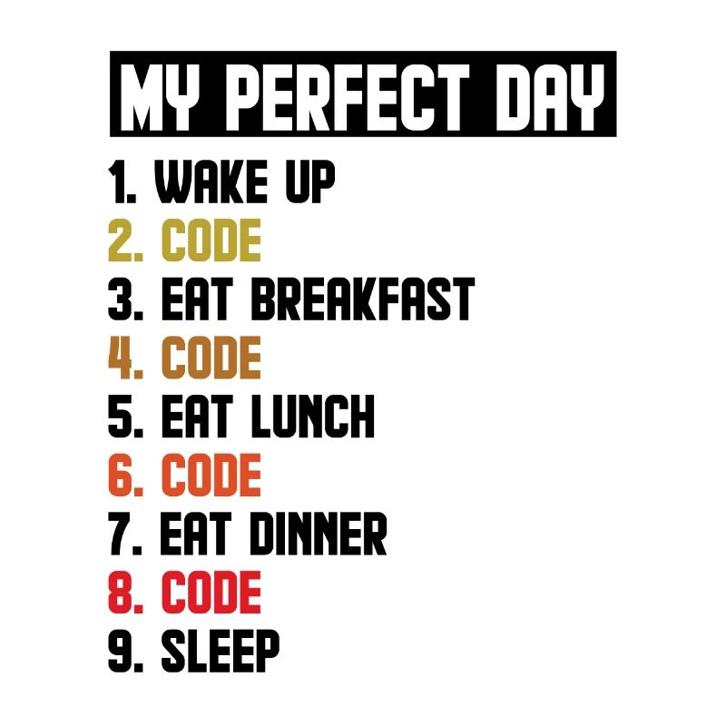 My Perfect Day Wake Up Code Software Developer Pro
