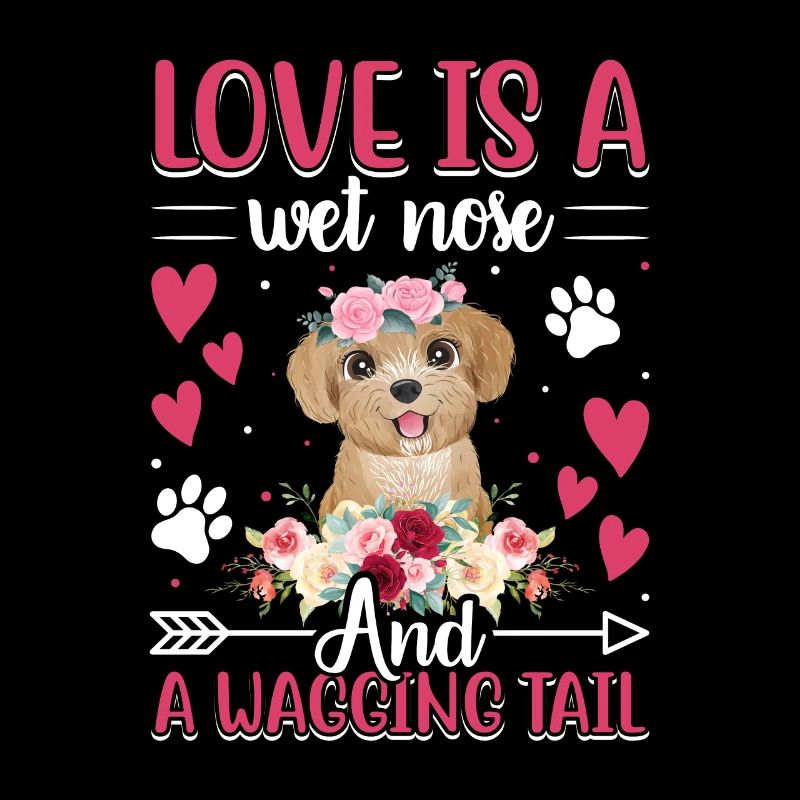 Caniche Amour Est Nez Mouillé Wobble Queue Fun