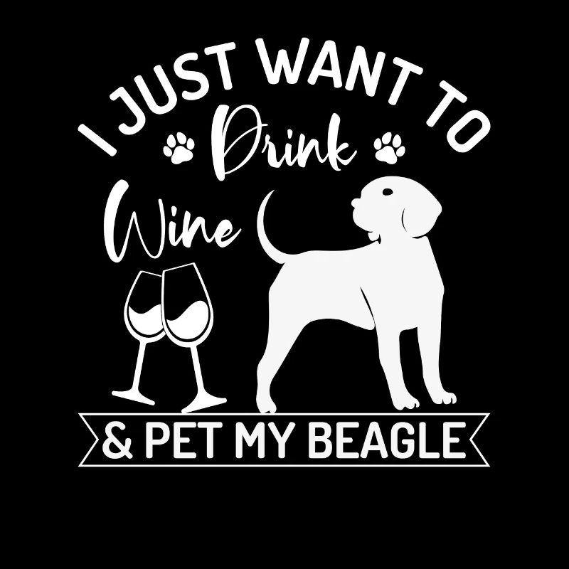 Wine Drinking and Beagle Stroking Funny Graphics