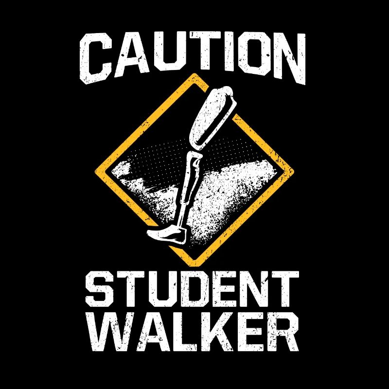 Caution Student Walker Amputation Leg Disability