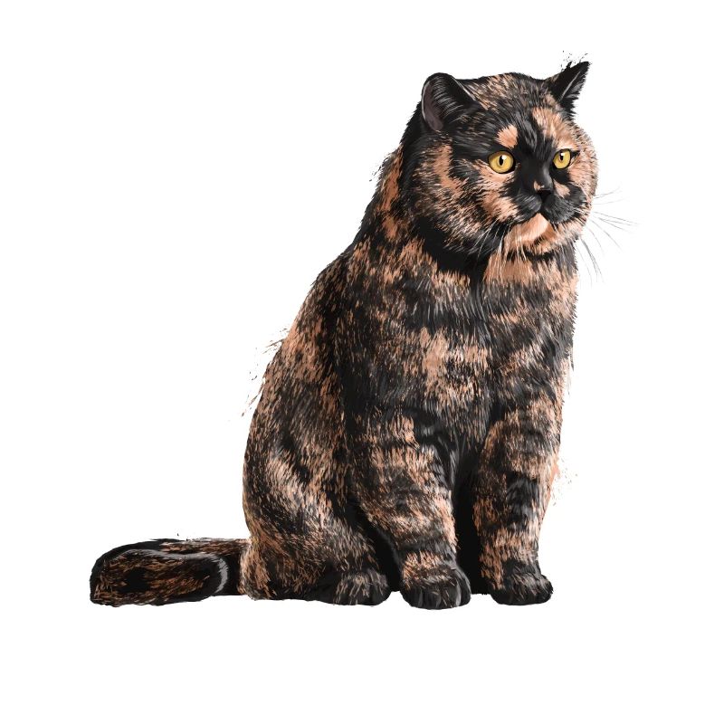 Sitzende Tortoiseshell Britisch Kurzhaar Katze