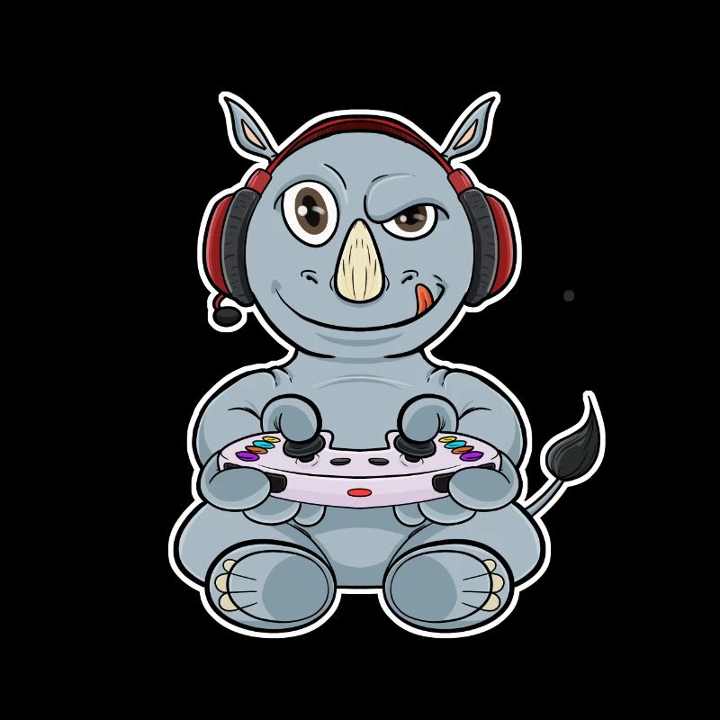 Rhino With Gaming Controller I Funny Gaming I