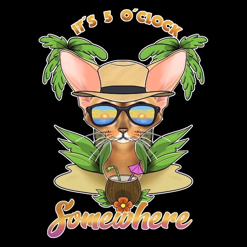 It Is 5 OClock Somewhere Drinking Abyssinian Cat