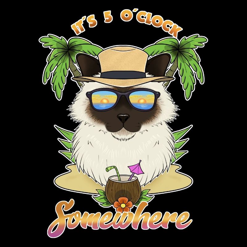 It Is 5 OClock Somewhere Drinking Birman Cat