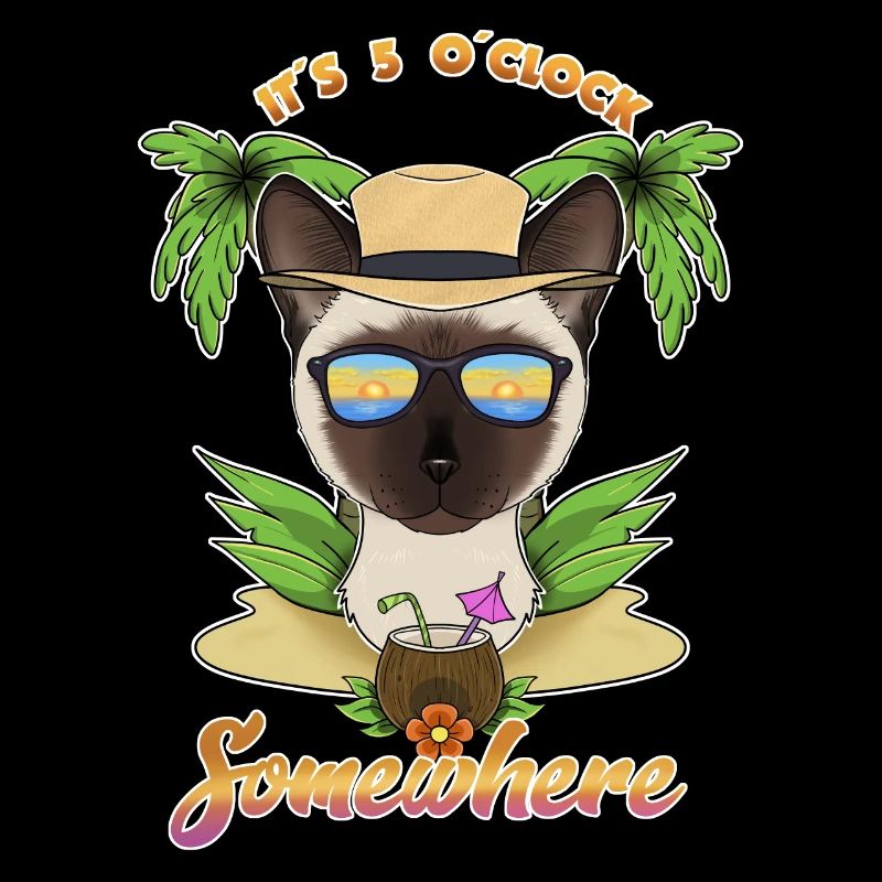 It Is 5 OClock Somewhere Drinking Siamese Cat