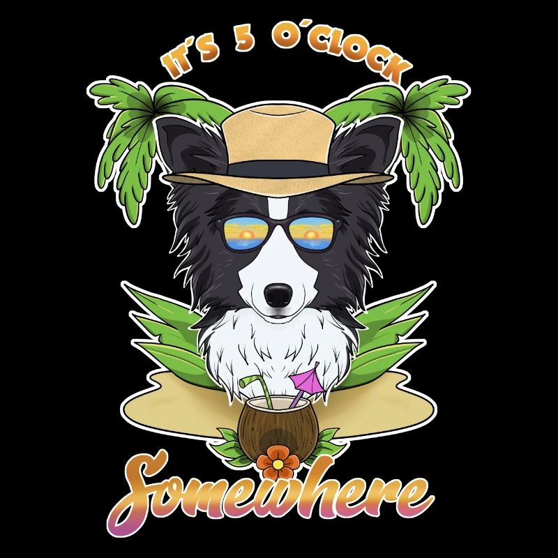 It Is 5 OClock Somewhere Drinking Border Collie