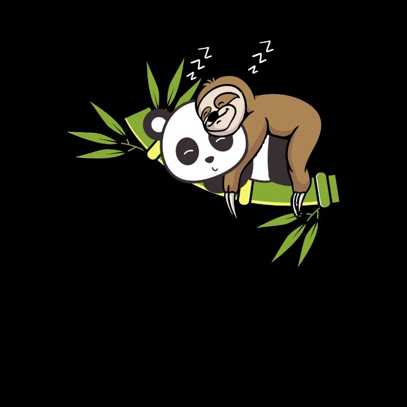 Sloth sits on panda