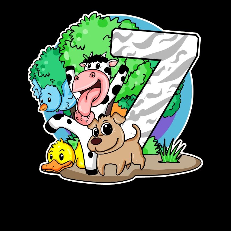 7ème anniversaire Animaux mignons 7 ans