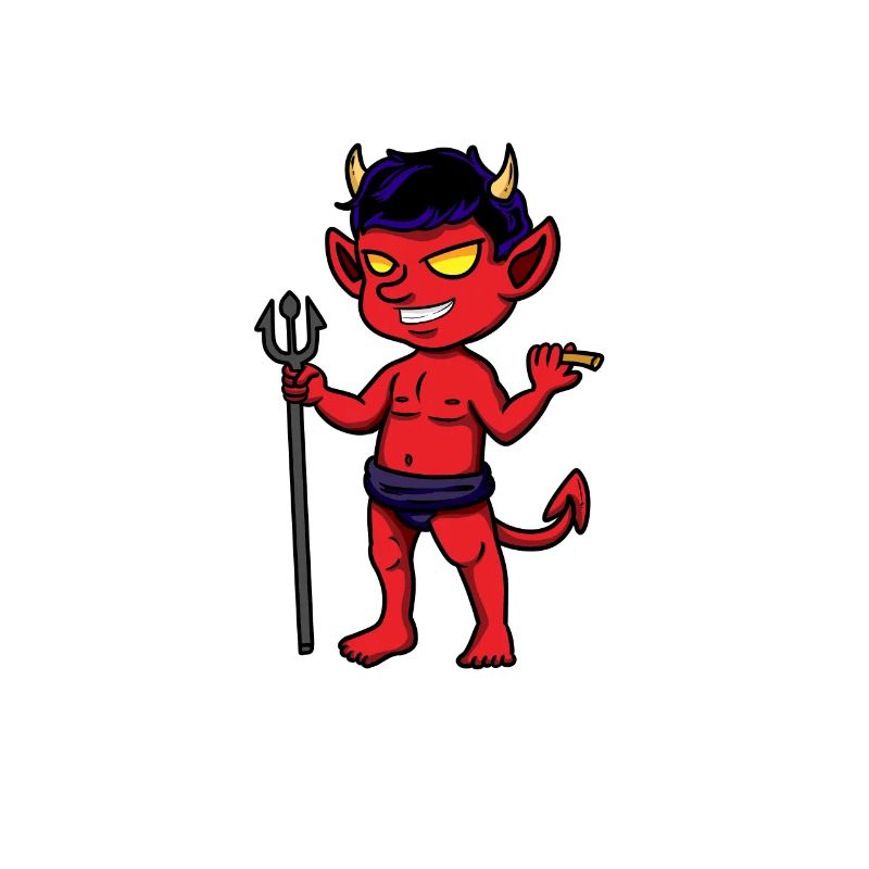 Devil Red Blue Hair Cigar Trident