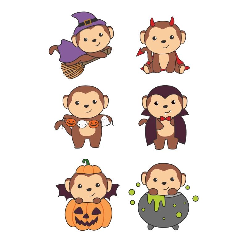 Monkey Halloween Witch Devil Pumpkin Vampire Costume