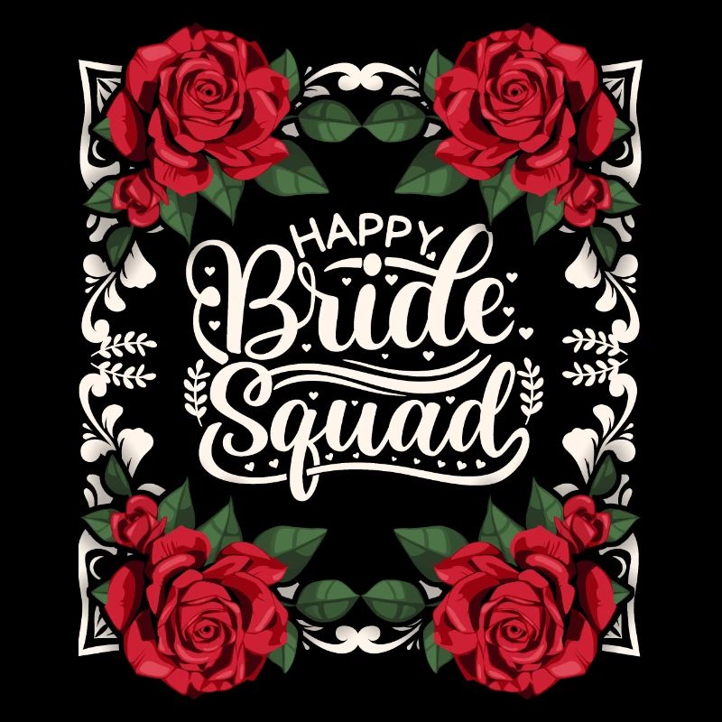 Team Bride, Happy Bride Squad, Saying, Calligraphy