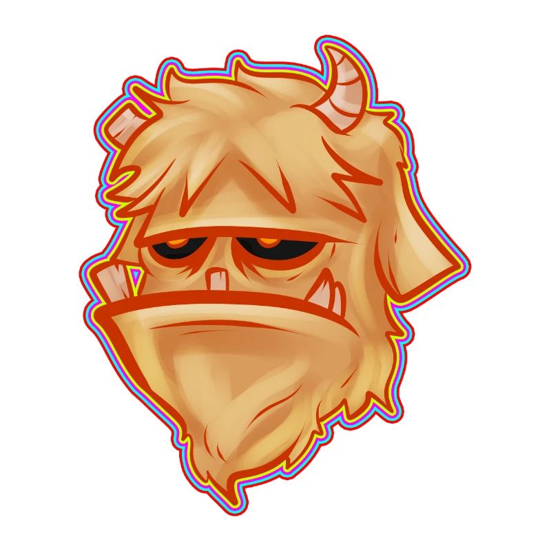 Grumpy Brown Monster With Horns Halloween