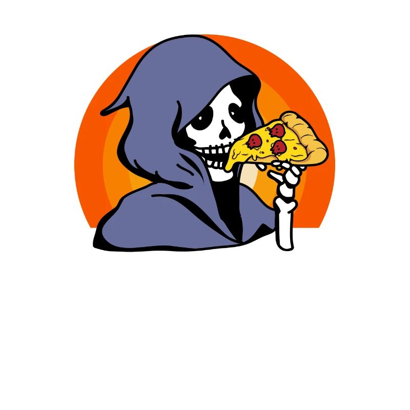 Retro Halloween Pizza Lover Ghost Grim Reaper