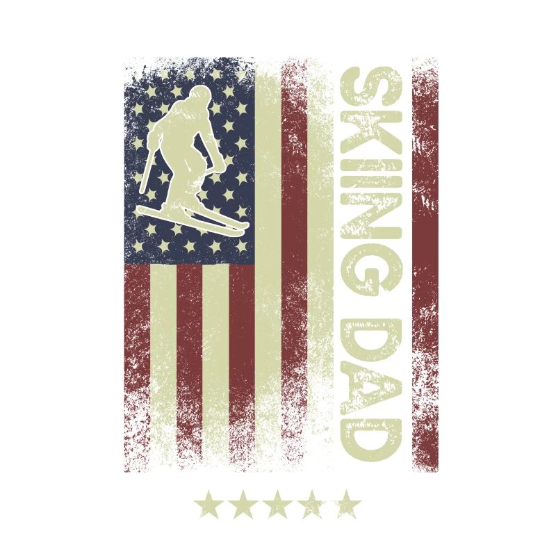 U.S. Flag - Skiing Dad