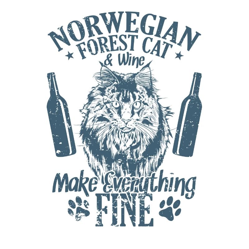 Norwegian Forest Cat and Wine Make Everything Fine