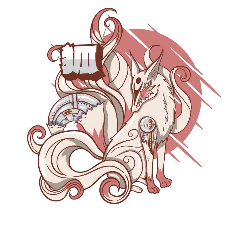 Cyborg Kitsune Nine-tailed Fox Cyber Esthétique