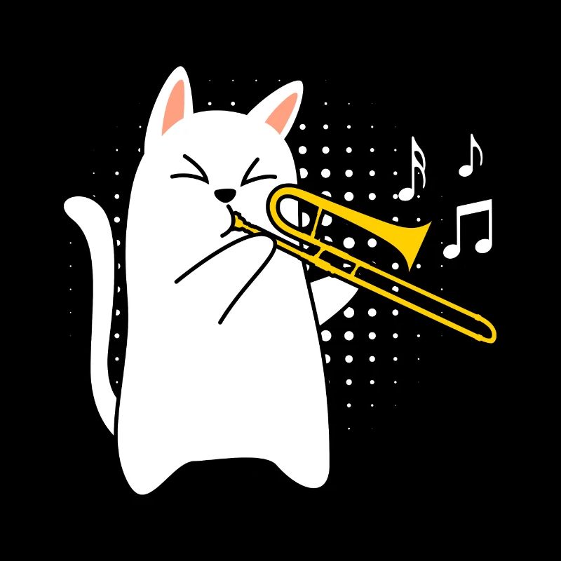 Musicien avec chat joue du trombone