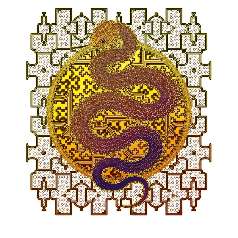 Shipibo Conibo Pattern Ayahuaska Snake