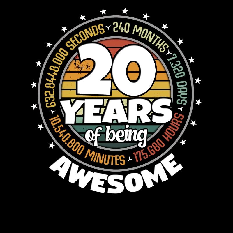 20 Years Awesome Retro 20th Birthday Countdown