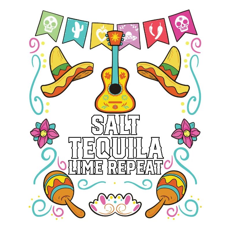 Salt Tequila Lime Repeat Alcoholic Tequila Drinker