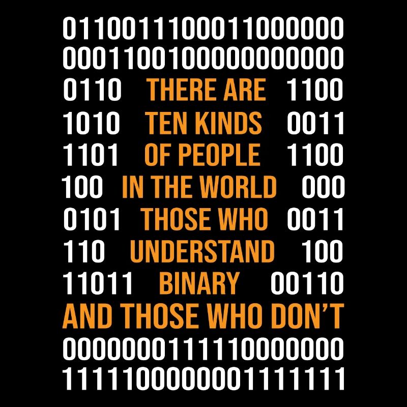 Programmation de code binaire Il existe 10 types de Peop