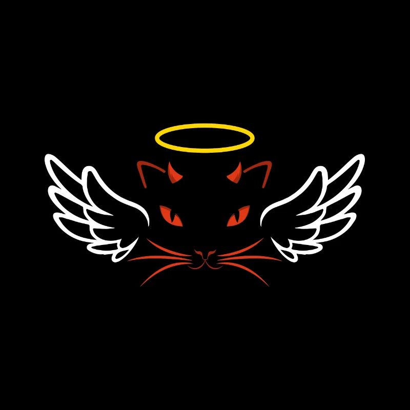 Angel and devil cat
