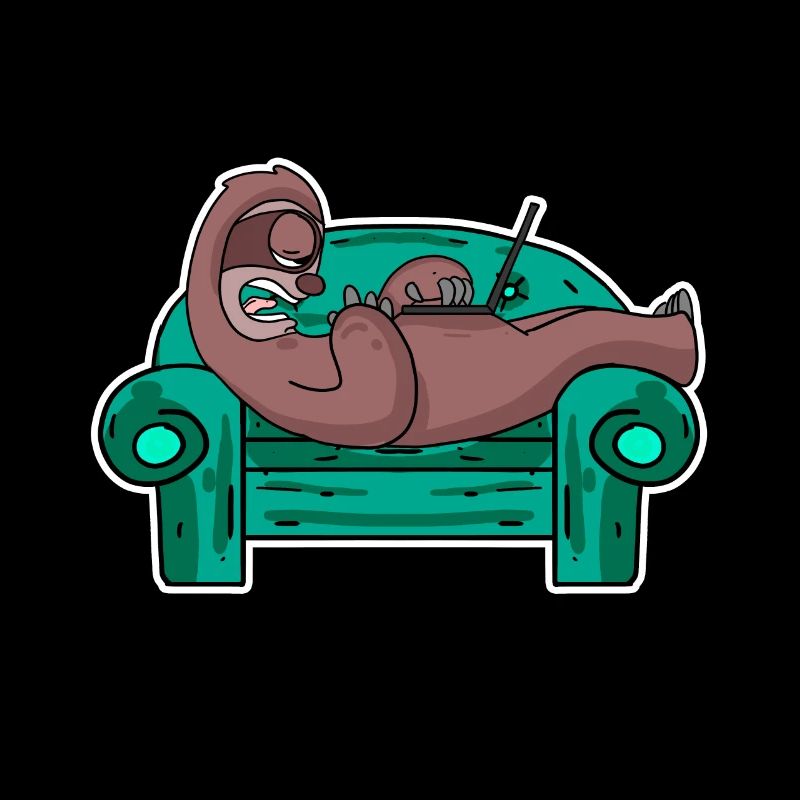 Faultier auf Sofa Laptop Mitarbeiter