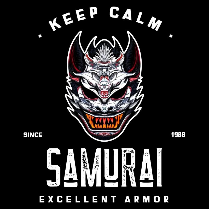 keep calm samurai since 1988 excellent armor