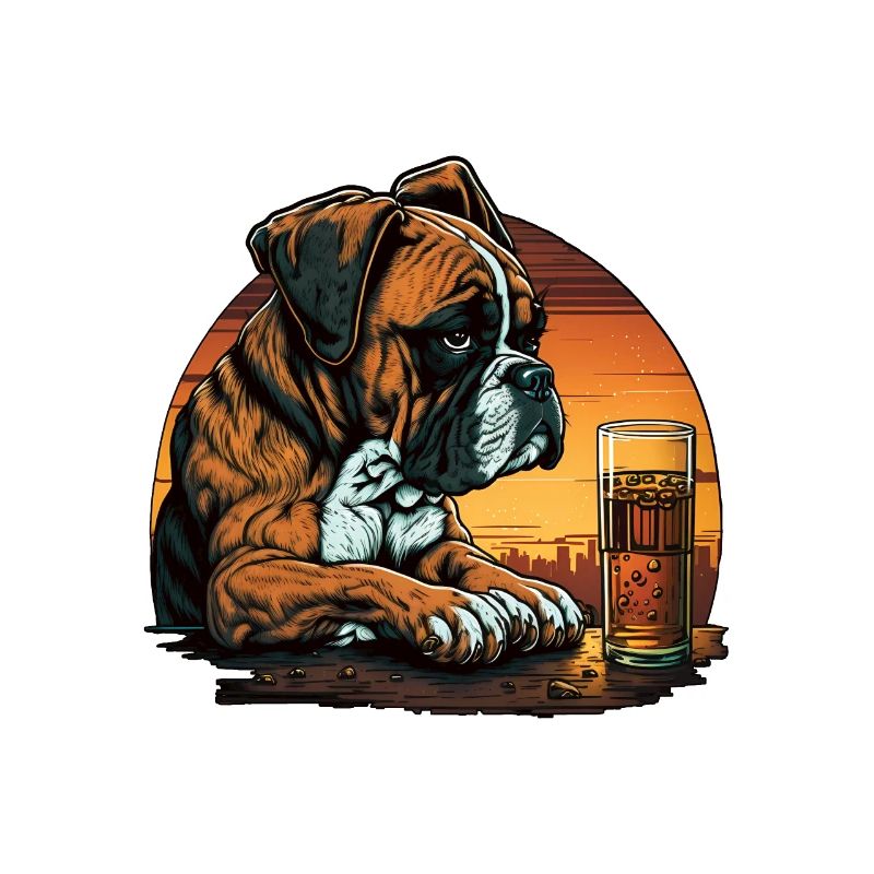 Grumpy Boxer Trinkt Whisky