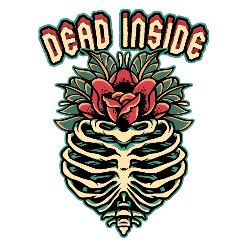 Skeleton, skeleton Dead-Inside, comic-style saying