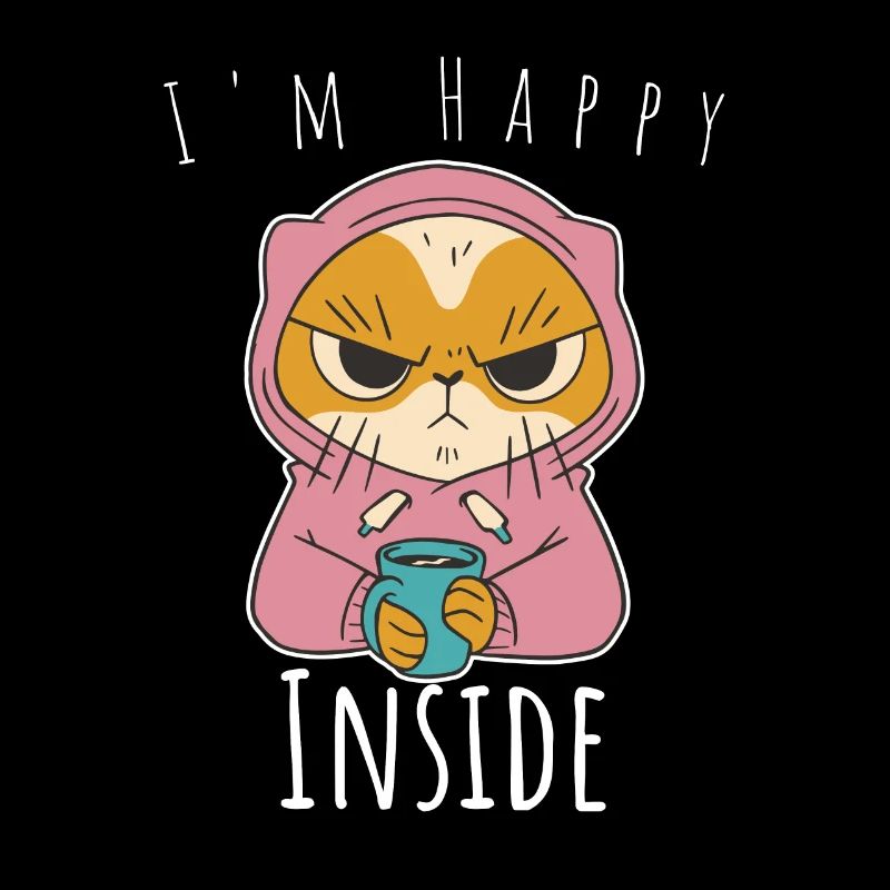 I'm Happy Inside - Cat and Coffee Gift idea