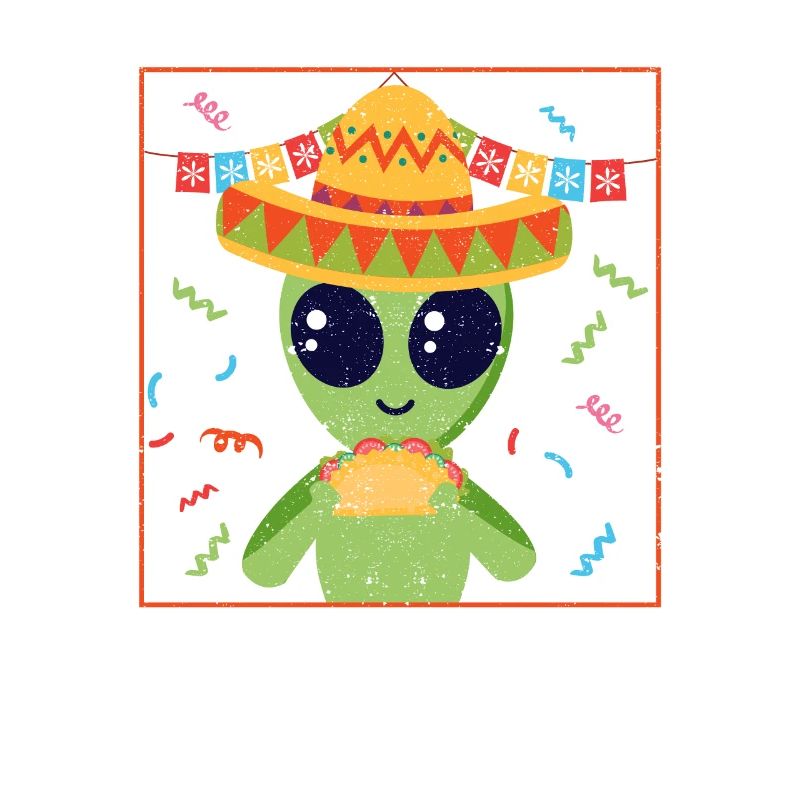 Alien mangeant Taco Cinco De Mayo OVNI Mexique Drapeau