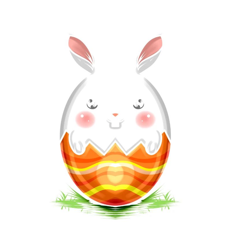 Painted Easter Rabbit Egg On Easter