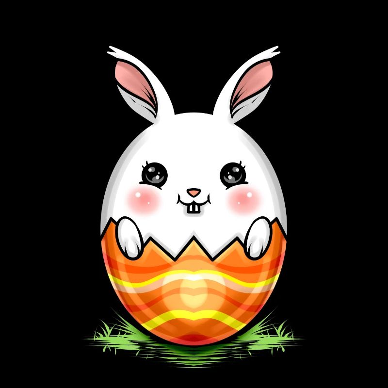 Painted Easter Rabbit Egg On Easter